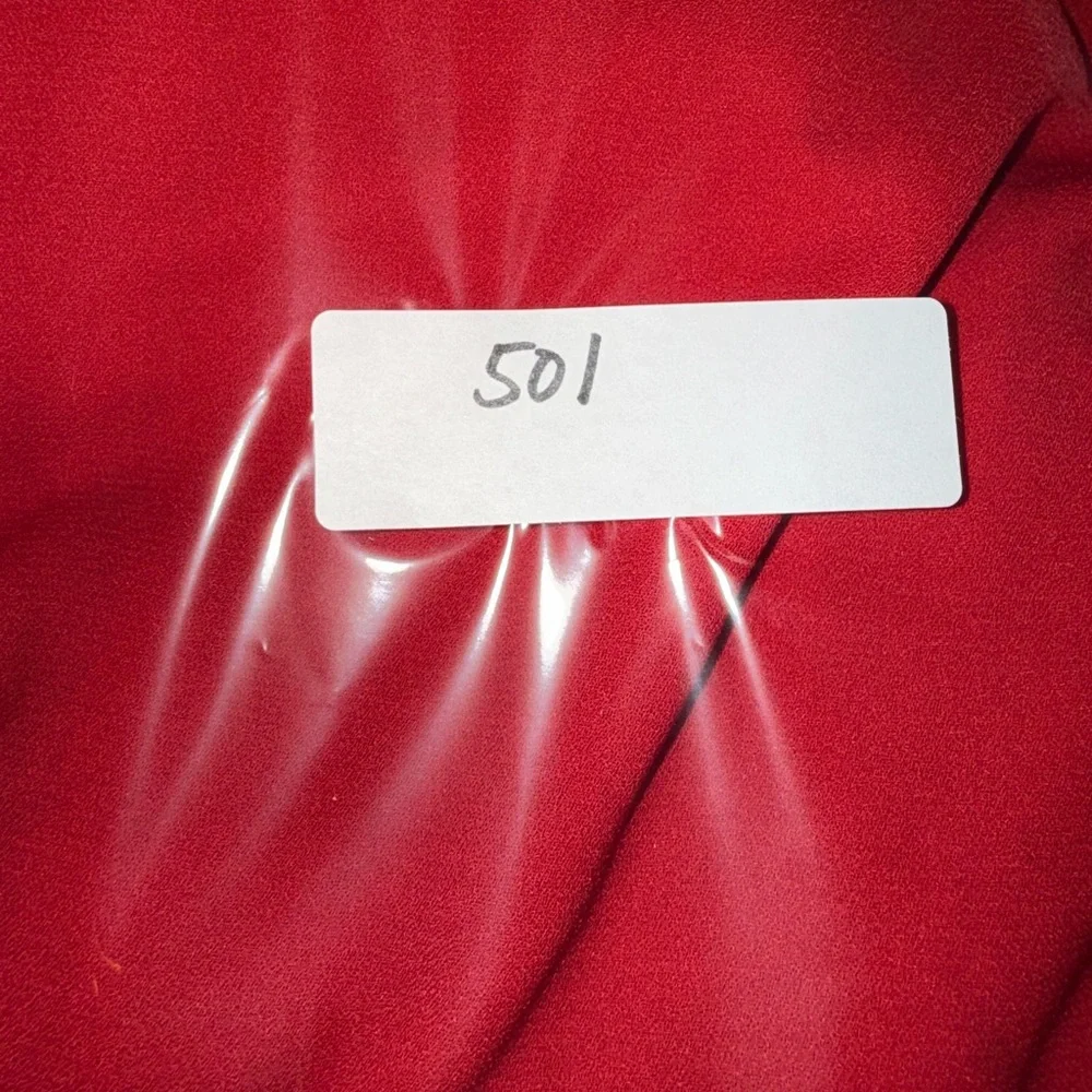 Scallop-Trim Open-Front Red Blazer